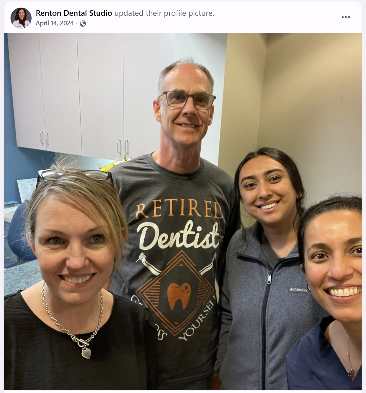 Dr. Nisreen Malik taking over the practice from Dr. Kevin Kay, with the Renton Dental Studio team
